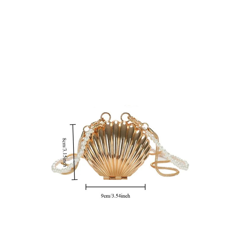 2025 New Summer Lipstick Bags for Women Fashion Pearl Mini Purse Crossbody Bag High Quality Gold Shell Bag Designer Shoulder Bag R250311