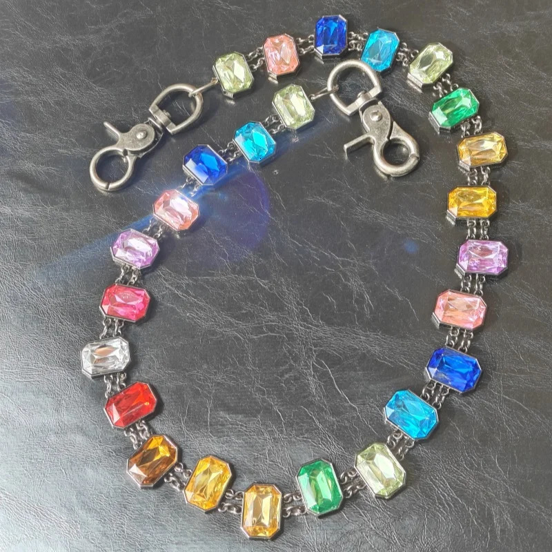 Concise Colour Agate Crystal Pants Chain Men And Women Ones Waist Accessories Gothic Ethnic Style Y2K Locomotive Chain 250303