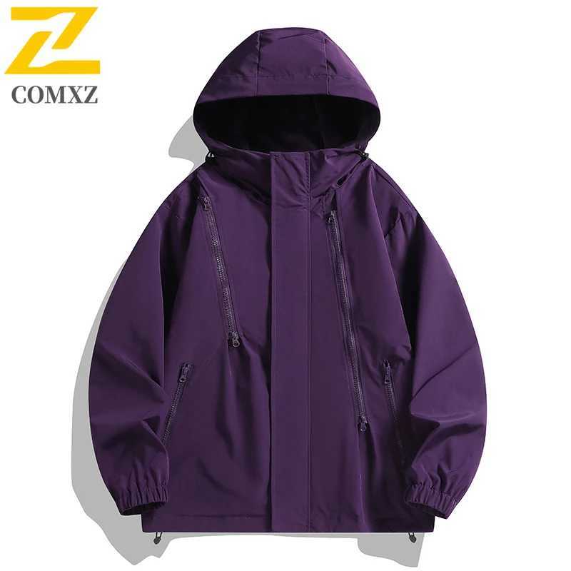 2025 New Full Zip Design Windbreaker Jacket Men Women Waterproof Jacket Male Autumn Casual Outdoor Camping Riding Hooded CoatT250311