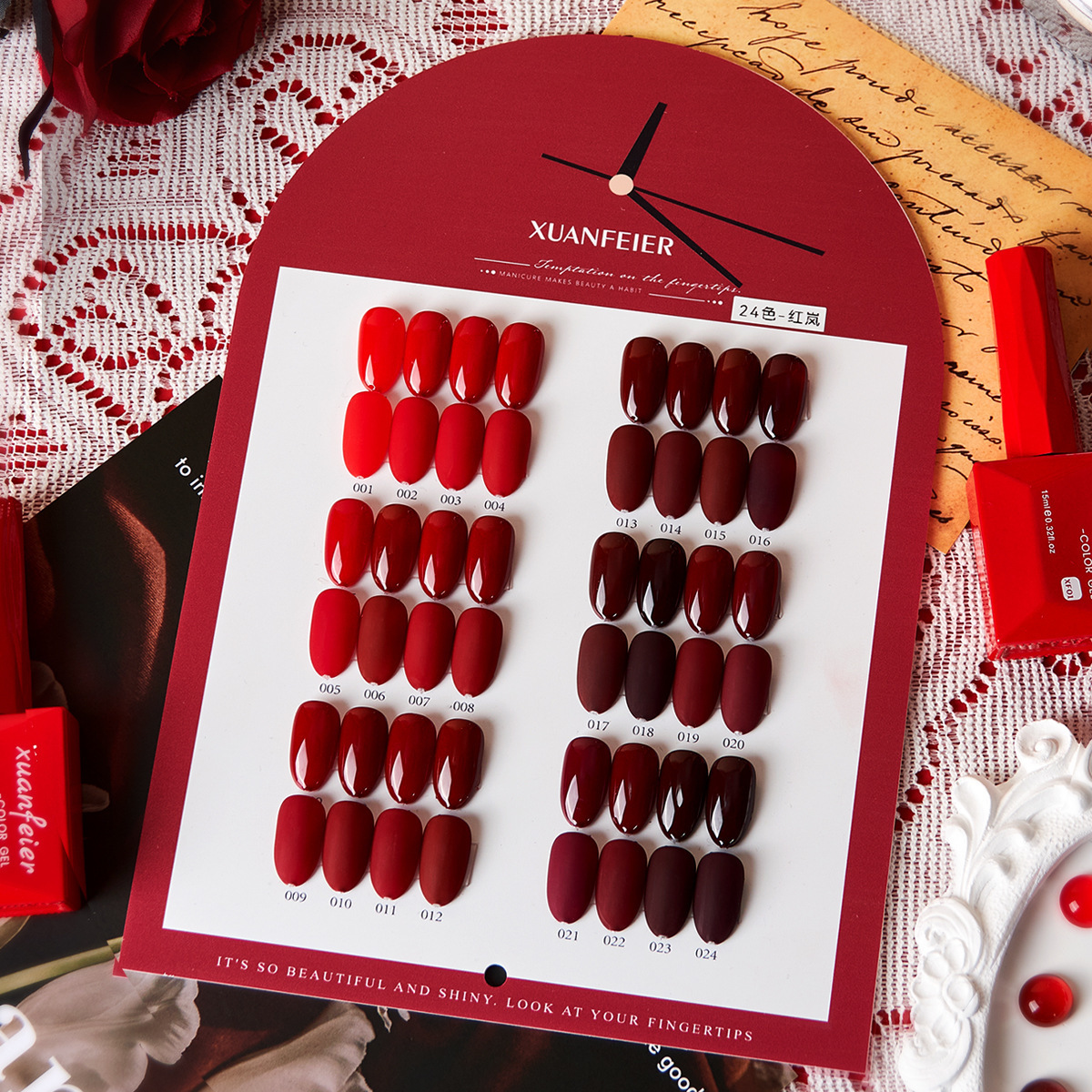 24 Color Red Haze Nail Enamel Set Baijiu Red New Year Red Ankara Red nail polish Gel Nail Shop Set241113