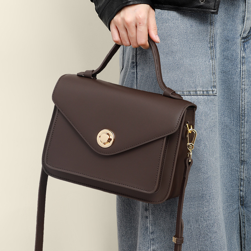 Women's Leather Messenger Bag - Versatile Shoulder Handbag for Commuting
