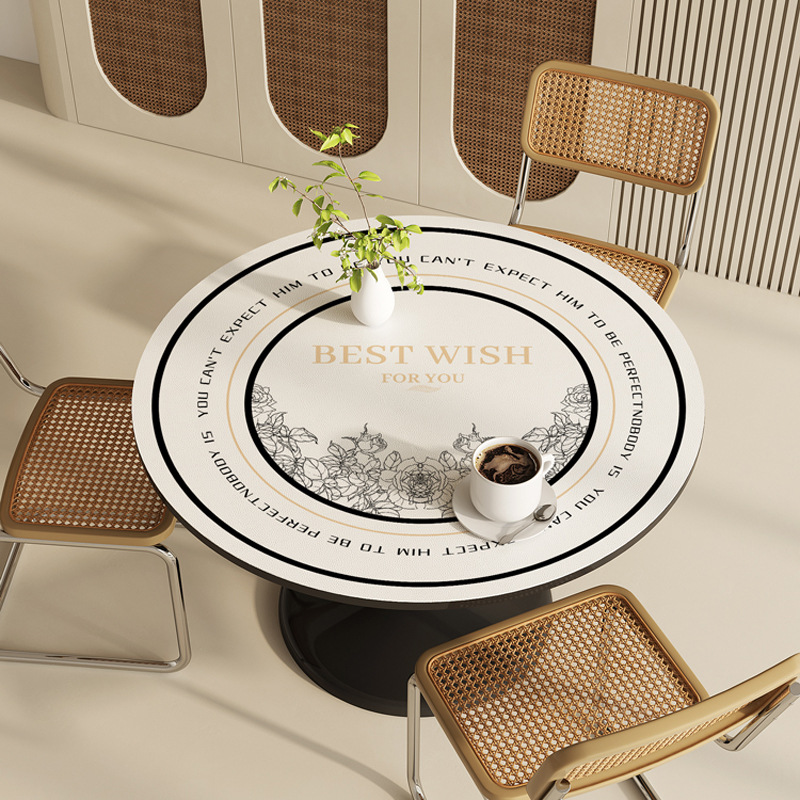 Round table mat waterproof and oil-proof wash-free anti-scalding round coffee table mat home high-grade KDNU01