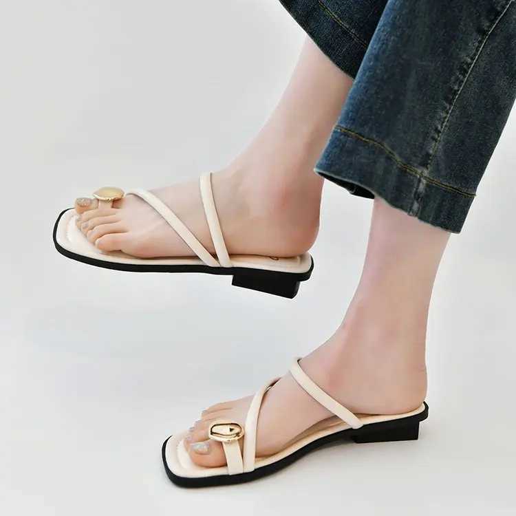 Women Slipper Woman Summer Flat Heel Roman Shoes Low Heels Sandals Footwear 2024 Womens Gladiator Open Toe Beach LadiesXJ250311