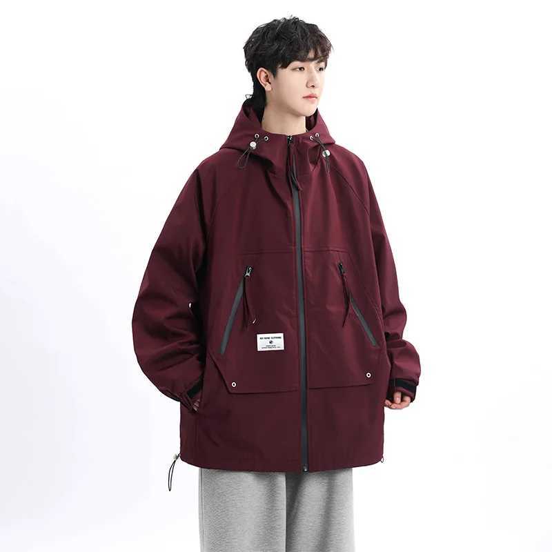 Autumn Mens Jacket Springtime Trendy Streetwear Coat Fashion Outerwear Hooded Solid Color Men Jackets Korean Version ClothingT250311
