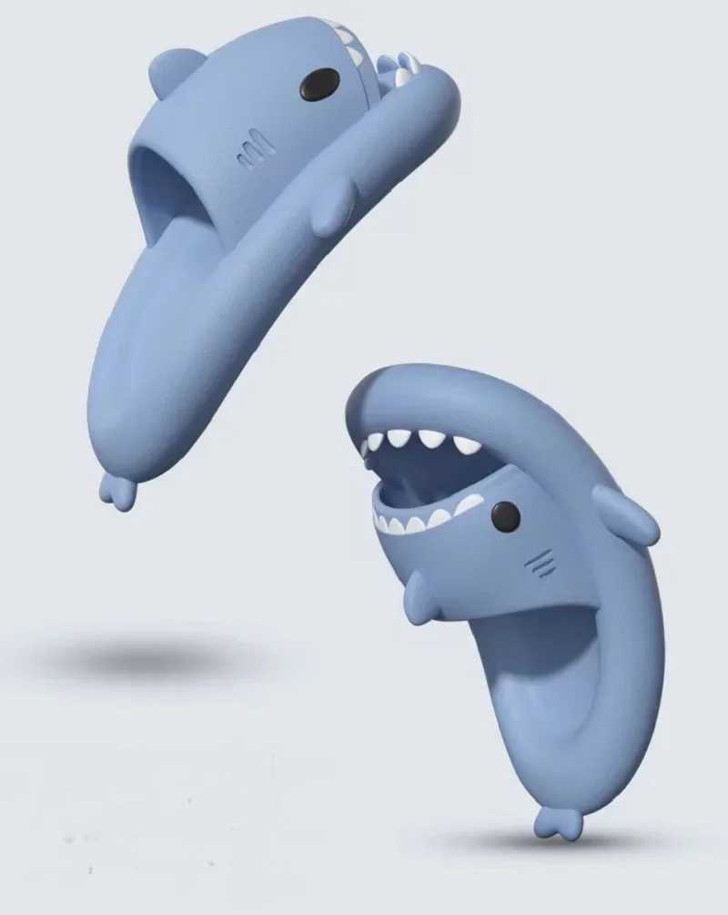 2024 New Summer Shark Slippers Women Slides Men Bathroom Flip Flops Home Anti-Skid Flat Shoes Outdoor Childrens Funny SandalsT250311