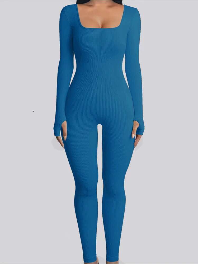 Threaded Fabric High Quality Women Jumpsuits Sleeve Shapewear Hip Lift Yoga Exercise One Piece Jumpsuit With Long Pants