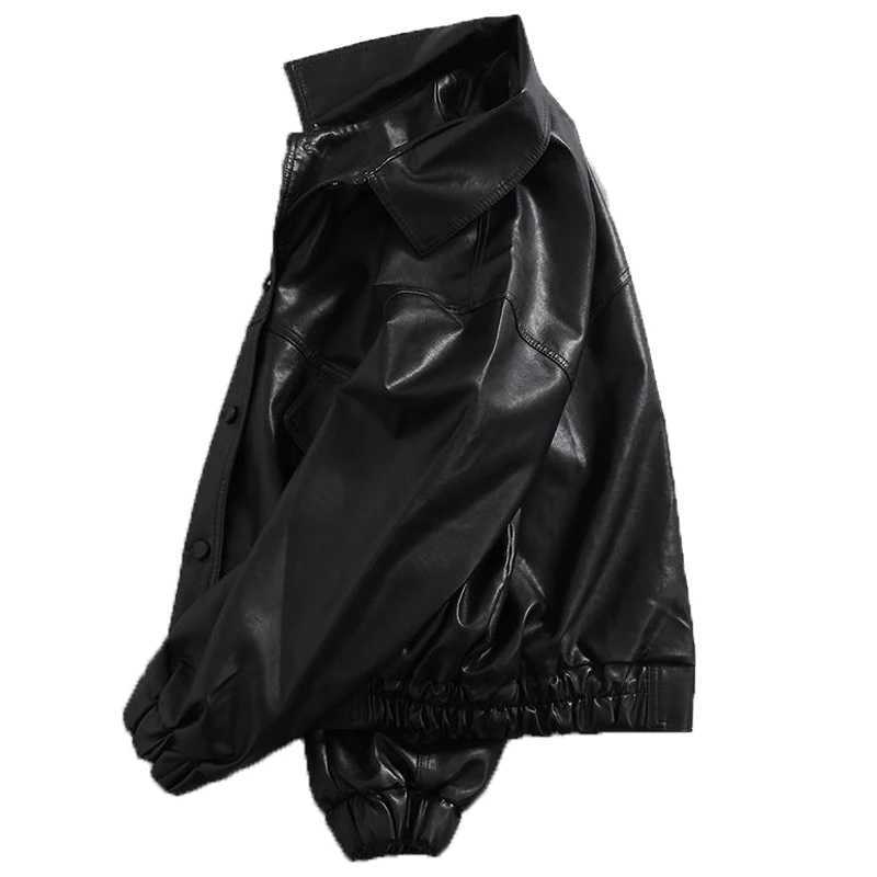 Spring PU Leather Jacket Men Black Soft Faux Leather Motorcycle Fashion Leather Coats Male Bomber Jacket Pockets Clothes CoolT250311