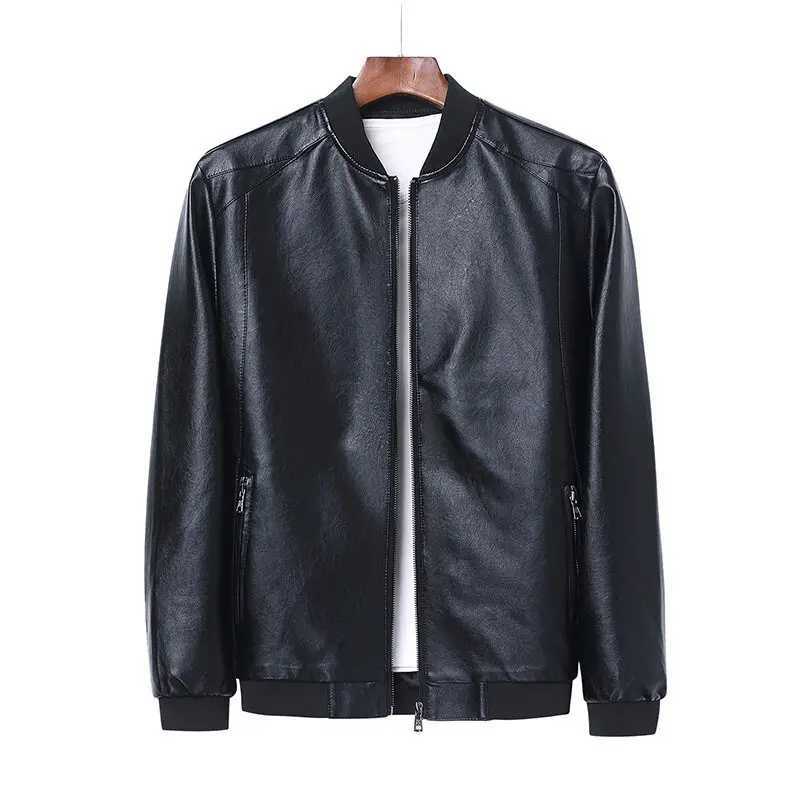 2023 Men Leather Jacket Bomber Motorcycle Jacket Men Black Biker PU Baseball Jacket Plus Size 7XL Fashion Causal Jaqueta MaleT250311