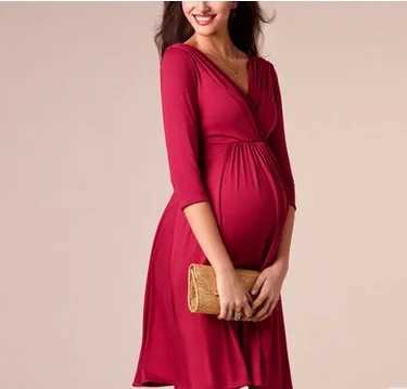 Nursing Dress Top V Collar Breastfeeding Long Sleeve Women Winter for Feeding Maternity Pregnancy Clothes Plus SizeT250311