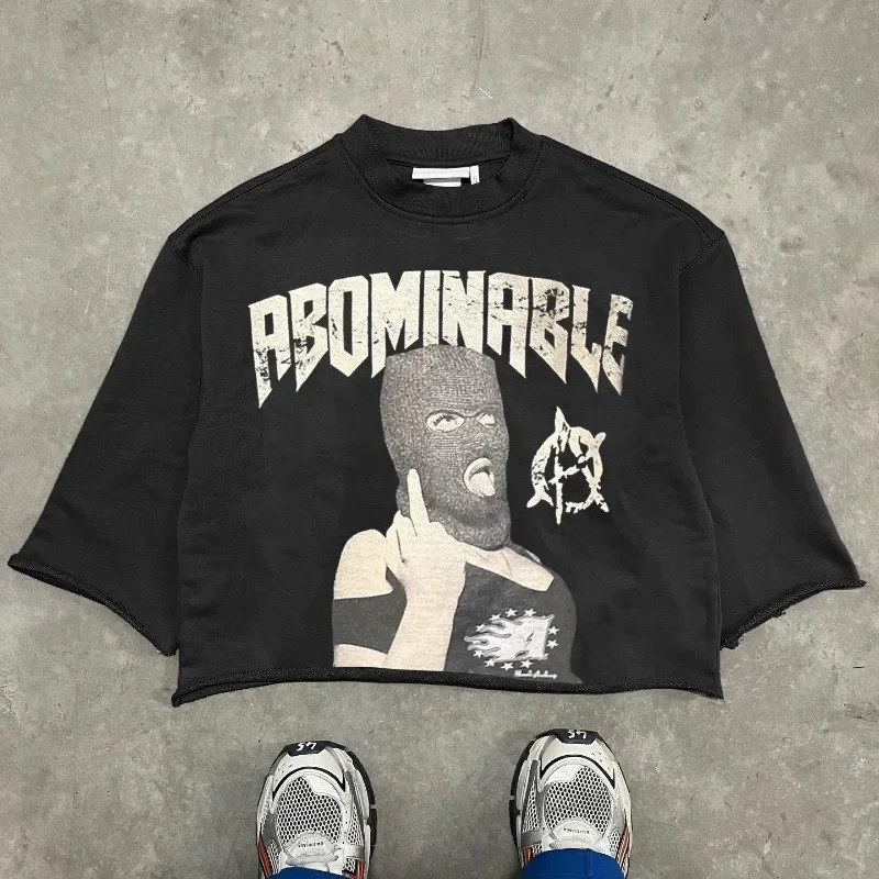 Y2K Trend American Hip-hop Punk Portrait Graphic Print Super Green T-shirt Mens and Womens T-neck Cotton Short Shirt 250310