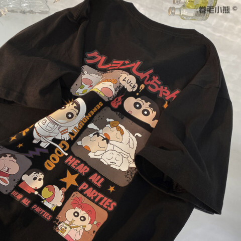 2025 Summer Couple Anime Cartoon Loose Half Short Sleeve T-shirt Designer Girls' Top Fashion Trend Trendy Short Sleeve1