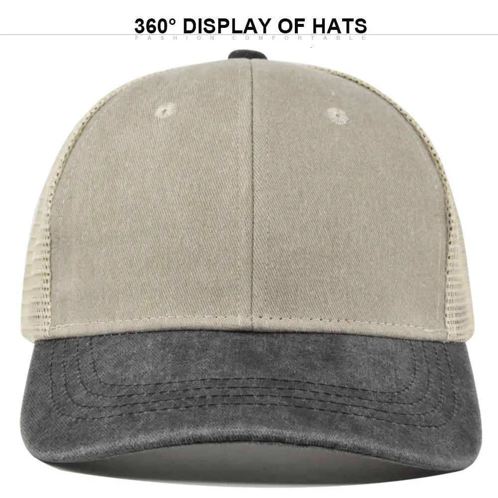 Retro Duotone Baseball Cap Men Women Washed Cotton Adjustable Casual Hip Hop Hat Mesh Breathable Streetwear Sun Visor Hats 250311