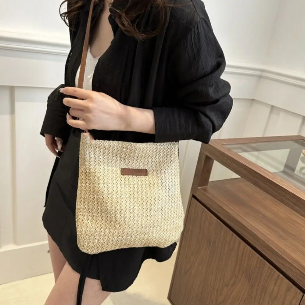 Ladies Fashion Summer Straw Crossbody Bag Women Beach Holiday Shopping Woven Shoulder Handbag Messenger Purses For Women Bags R250311