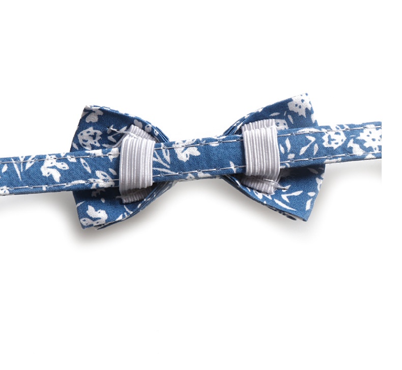 Cat Collar with Bow Tie Bell Breakaway Kitten Small Pet Safety Solid Color and Small Floral Combination Cat Collar Suede Soft Adjustable Tie for Weddi