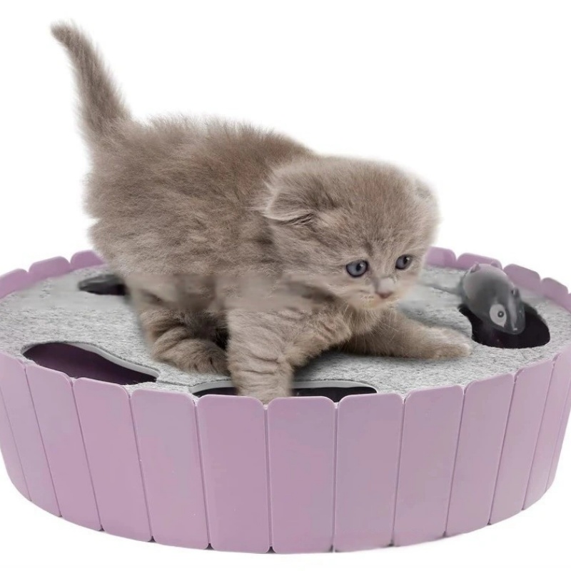 Pawaboo 4 Holes Whack-a-mole Electric Cat Toy,Interactive Cat Toy with Running Mouse, Pop and Play Hide Seek Cat Toy,Pet Supplies,Blue