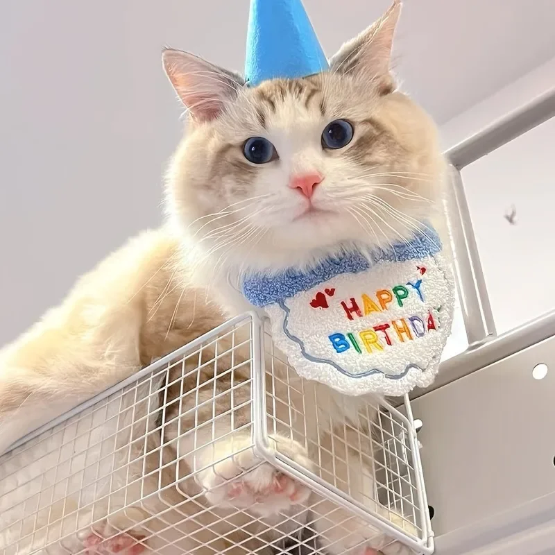Adorable Dog Cat Puppy Birthday Hat Bandana Set Cat Dog Accessories Pet Birthday Supplies товары для собак