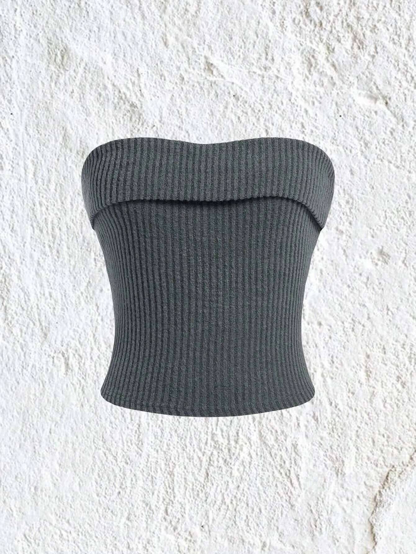 Women Rib-Knit Tube Summer 2024 Y2k Clothes Grunge Punk Solid Strapless Sleeveless Slim Fit Crop Top Tank Tee Streetwear