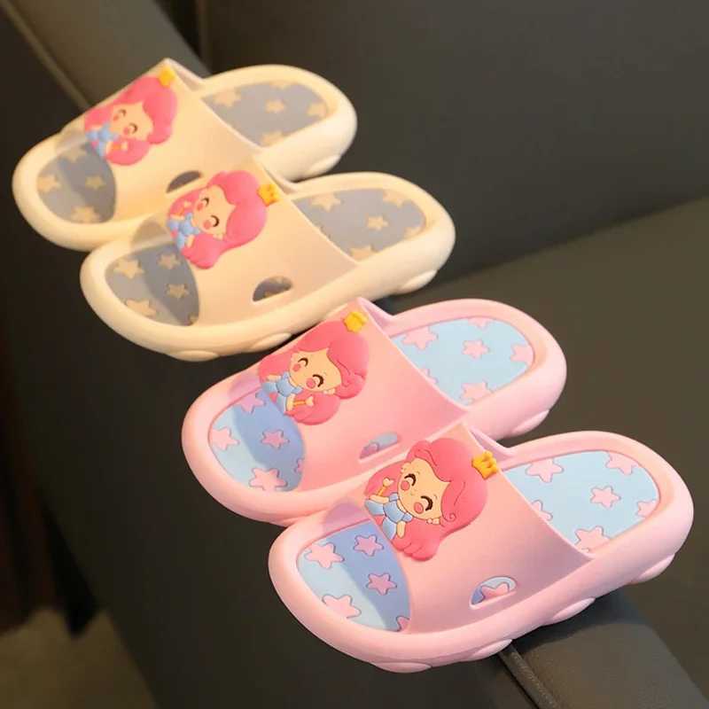 Aged 2-8 Childrens Home Slippers Girls Soft Sole Indoor Bathrooms Cartoon Cute Princess Style Sandals Summer Beach Floor ShoesT250311