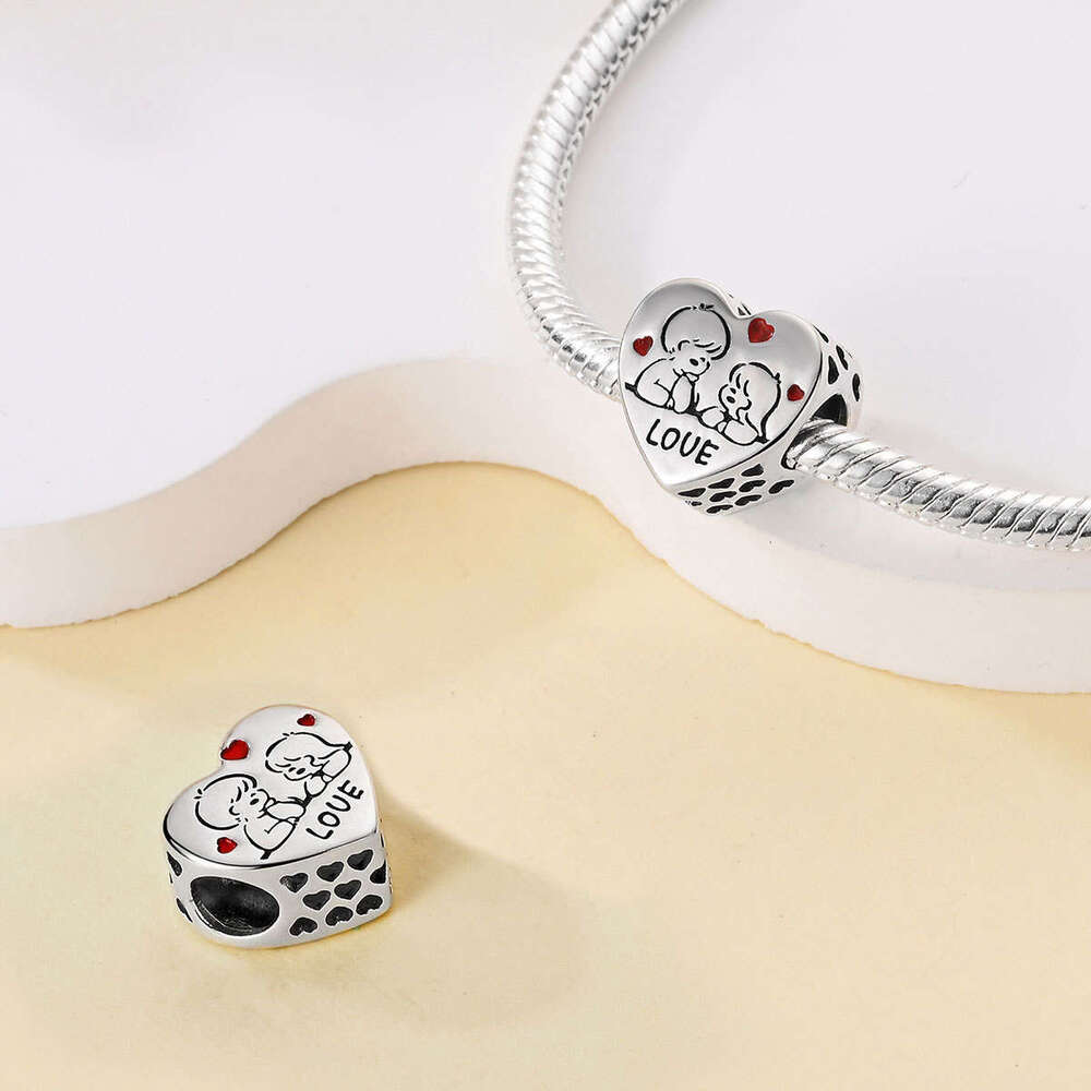 Hot Selling new 925 Sterling Silver heart charms accessories gratitude love blessings LOVE family string jewelry beads for women jewelry gift