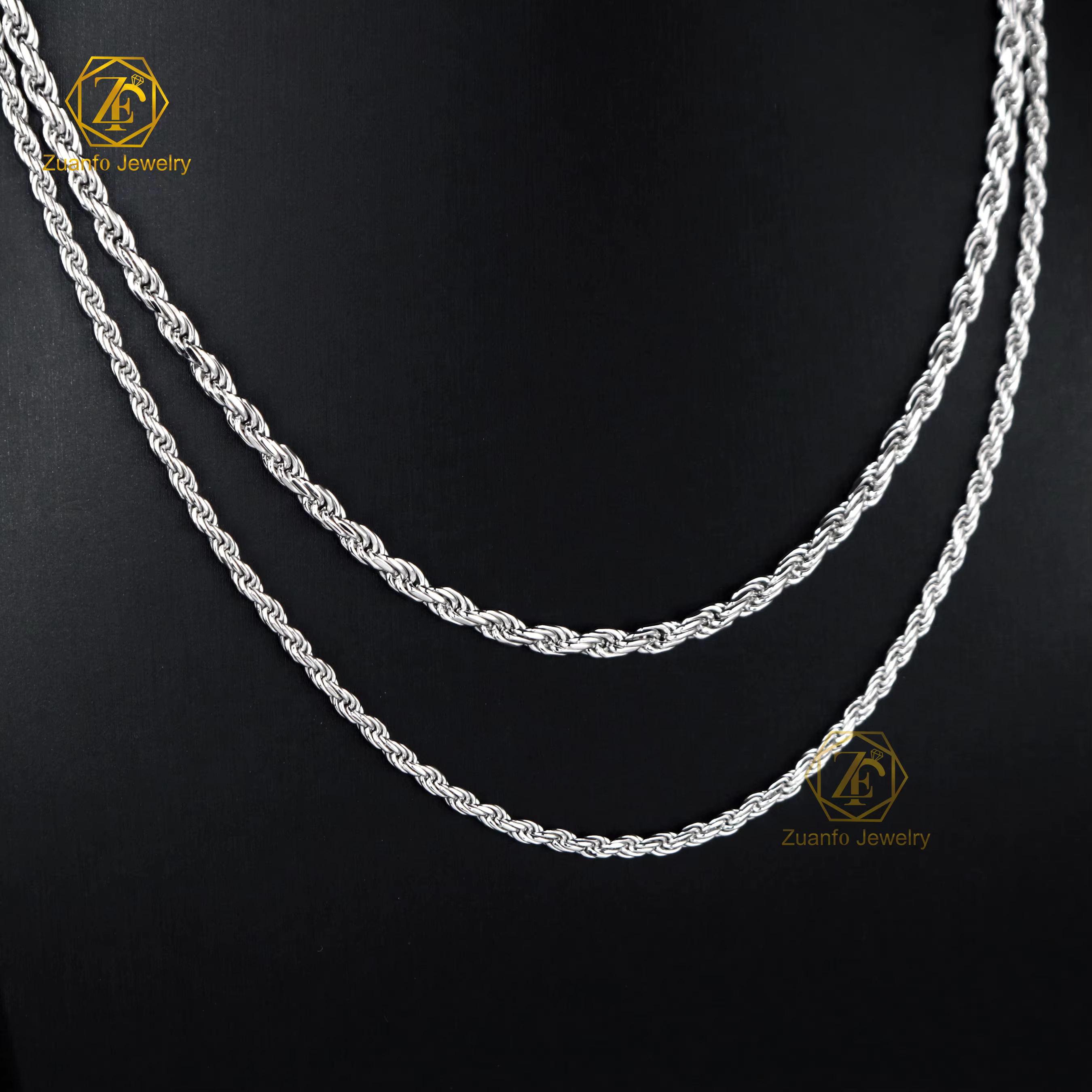 Fine 925 Sterling Silver Twisted Rope Chain 3mm 4mm Real Solid 925 Silver Twist Rope Chain for Men Women Jewelry