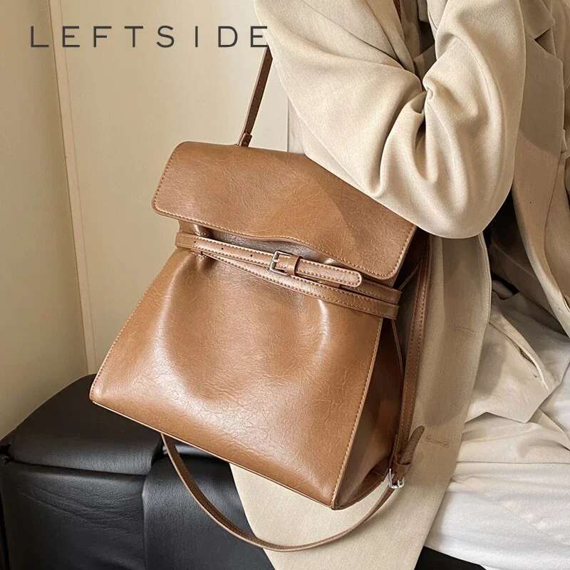 LEFTSIDE Small PU Leather Shoulder Bag For Women 2024 Winter New Trend Y2k Simple Handbags And Purses Females Crossbody Bags