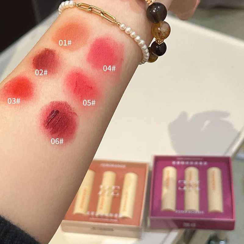 Hero 3Pcs/box soft matte lipstick set velvet lipstick waterproof smooth easy to stain lipstick set non stick cup lipstick W250312