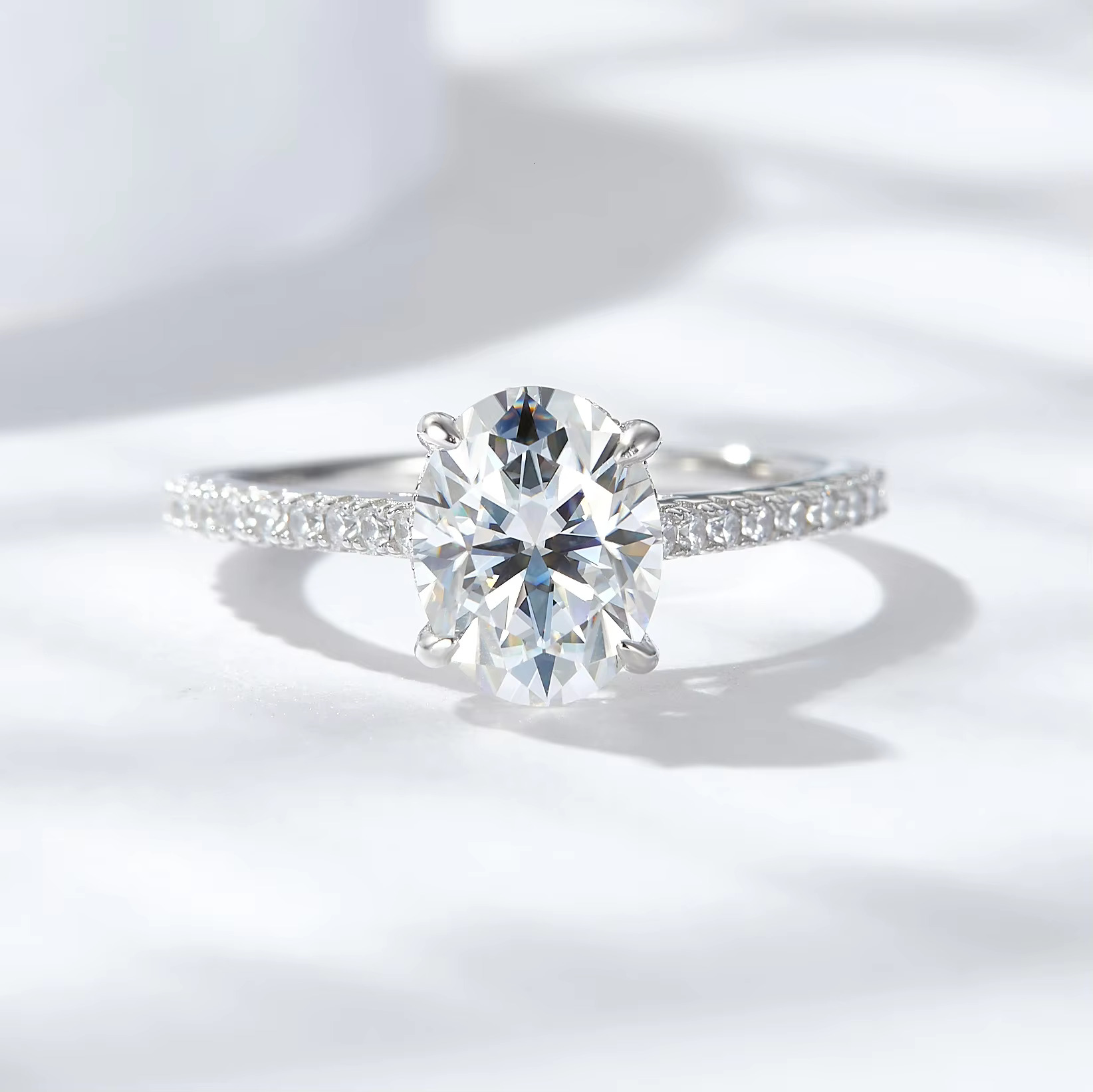 DE 7*9mm Oval Moissanite Women Ring 2ct Full Moissanite Wedding Rings 3CT 925 Silver Women Moissanite Rings