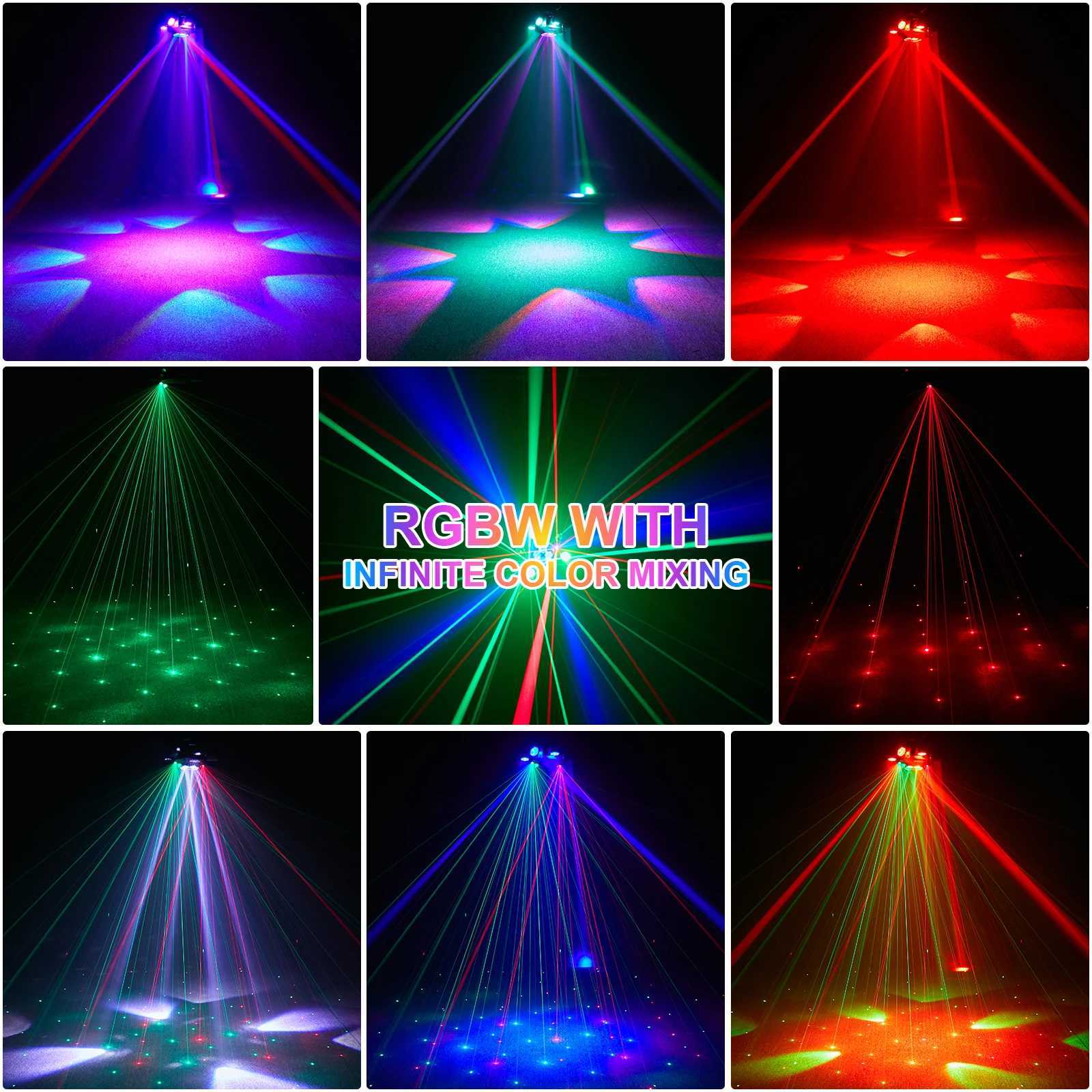 Yiframefly 150W Mobile Head DJ Light 6-Arm Party Light RGBW 4IN1 LED Stage Light DMX512 Used for Wedding Parties Disco KTV Wedding X250312
