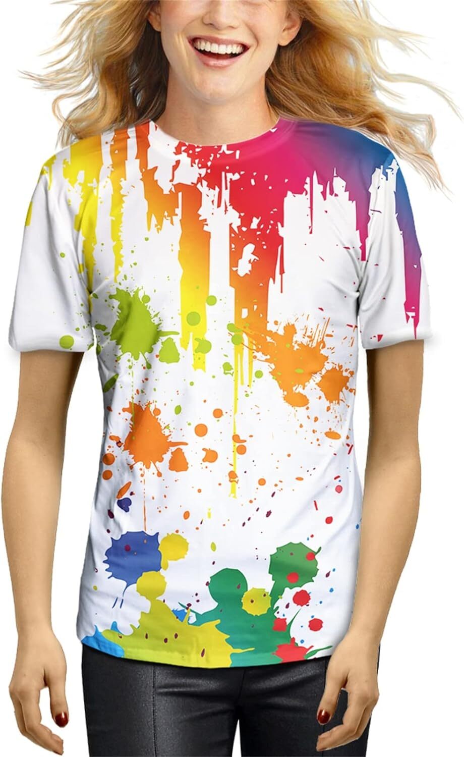 Mens T shirt Unisex 3D Graphic T-Shirt Colorful Design Short Sleeve Crewneck Digital Tee for Young tee Casual tops summer clothes colorful Graffiti