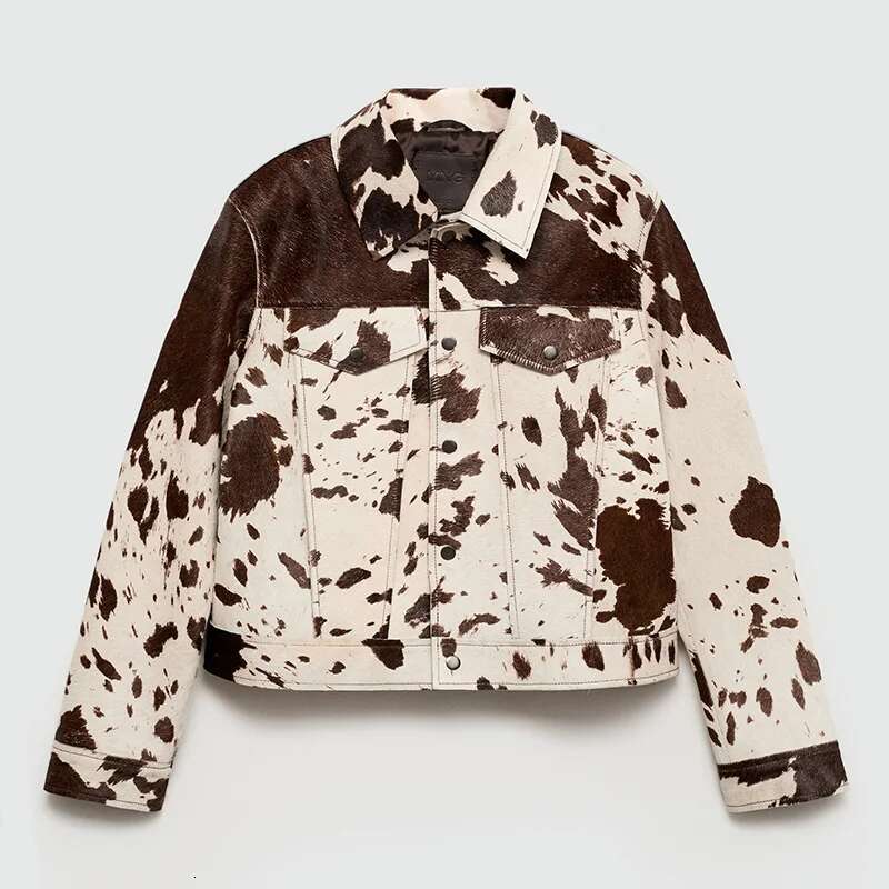 Chic Print Women Single Breasted Niche Design Jacket Fashion Turn-Down Collar Autumn Winter Casual Lady Outerwear