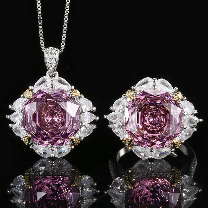 2025 explosive new Zhuangsheng copper bottom gold-plated rose cut light luxury set female lead stone 14mm W250312