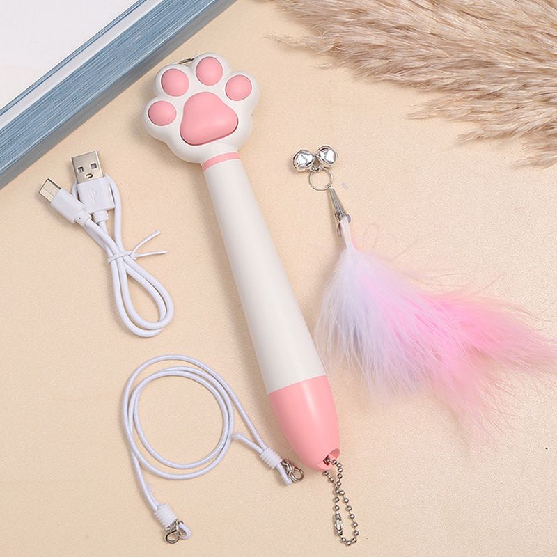 Lazy pet supplies cat paw laser teaser cat stick plastic infrared teaser pen rechargeable teaser cat toys morefunpet