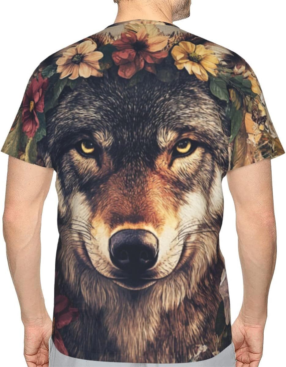 Mens T shirt Gray Wolf 3D Pattern Printed Unisex T-Shirts Novelty Floral Animal Graphic Men Women Short Sleeves Top tee Casual tops summer clothes