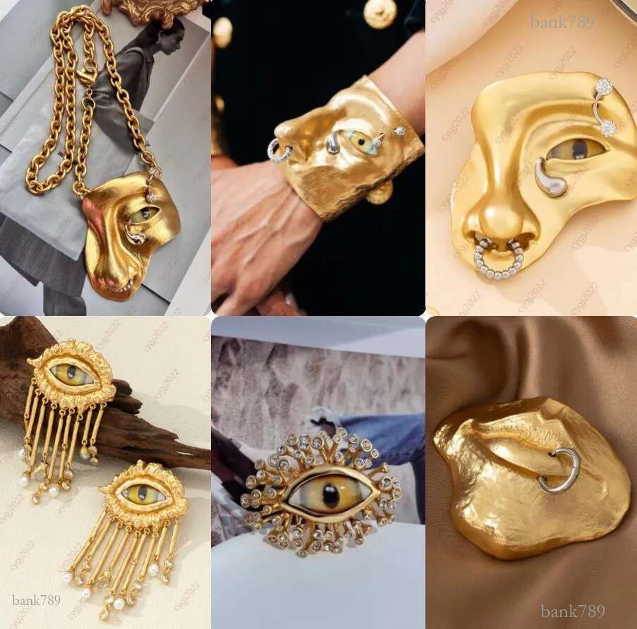 Devil's Eye Necklace Tassels Earring Three-Dimensional Features Nose Bracelet Brooches Pins Fashion Show Heavy Industry High Quality Schiaparelli