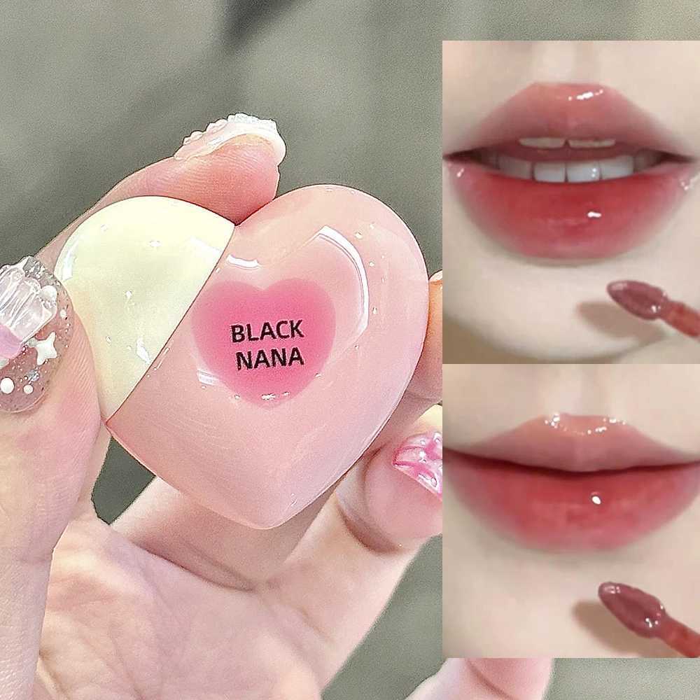 Cute Heart-shaped Mirror Lip Gloss Moisturizing Sexy Red Jelly Lip Glaze Nude Pink Water-light Lipstick Tint Lip Makeup CosmeticXJ250312