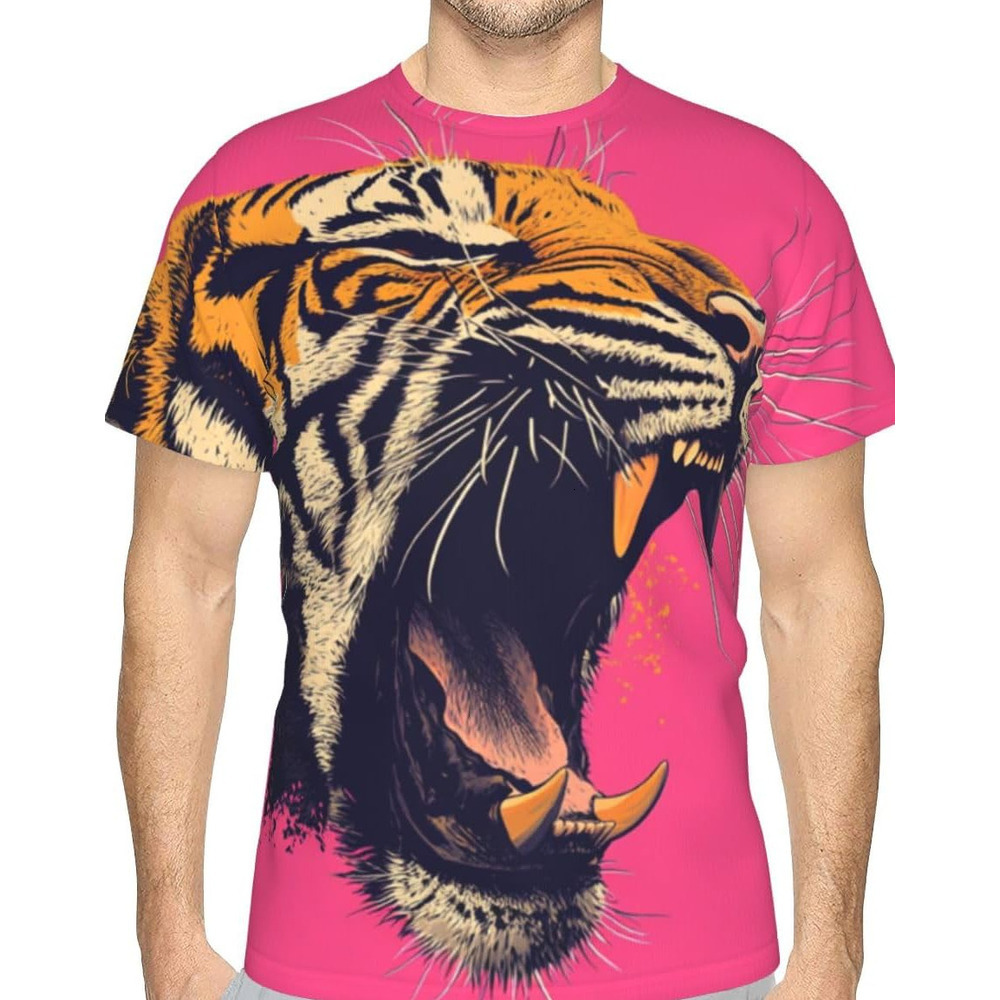 Mens T shirt Painted Tiger Unisex 3D Pattern Printed T-Shirts Roaring Tiger Graphic Summer Short Sleeves Fashion Casual Tee Top tee Casual tops summer