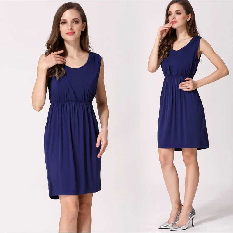 Summer Maternity Clothes Breastfeeding Dress Sleeveless Maternity Dresses For Pregnant Women Lactation Vest Nursing SkirtT250311