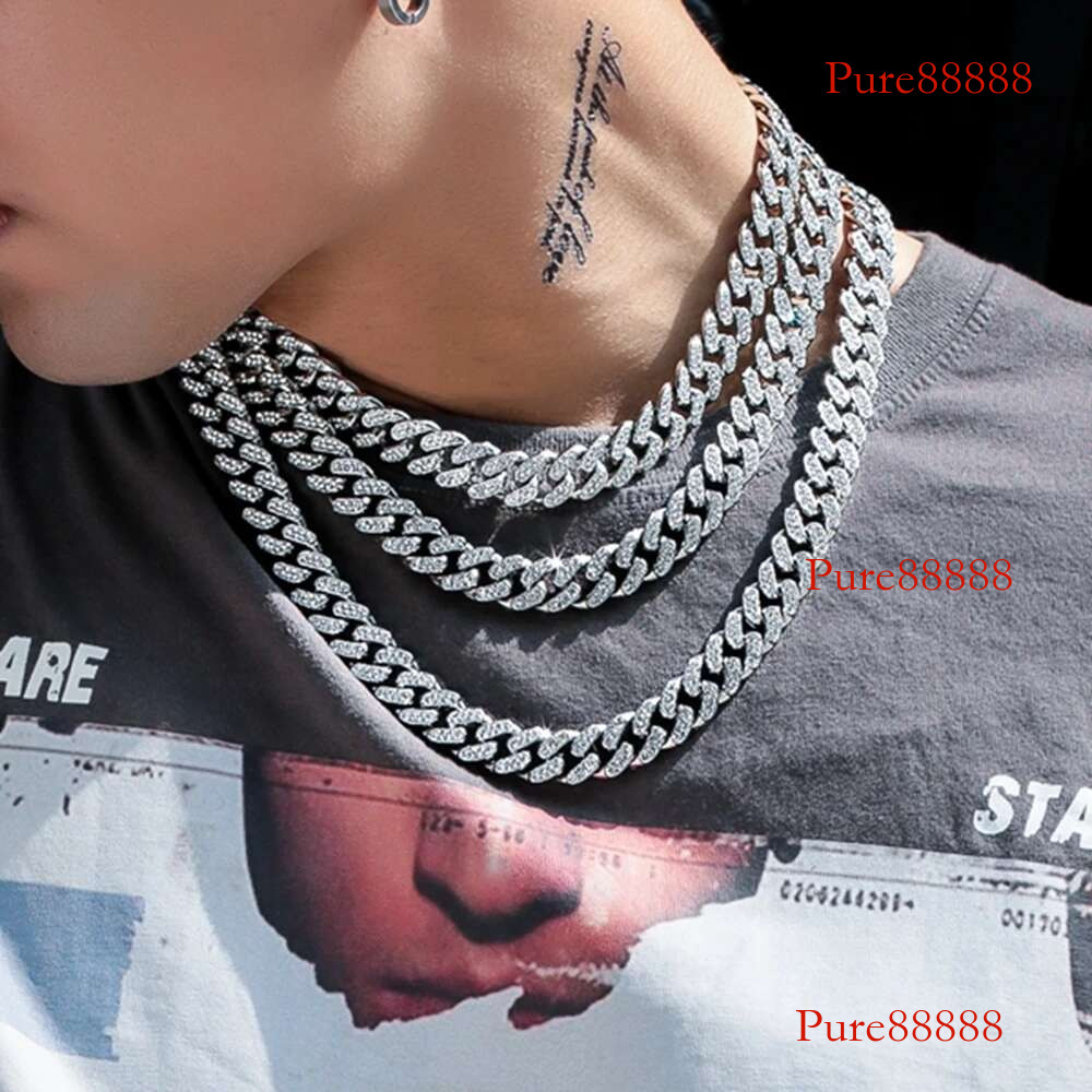 WUIHA Hip Hop Rock White Gold Sterg Sier GRA Pass Test Dia VVS1 Moissanite Cuban Necklaces 25-100g DropShipping