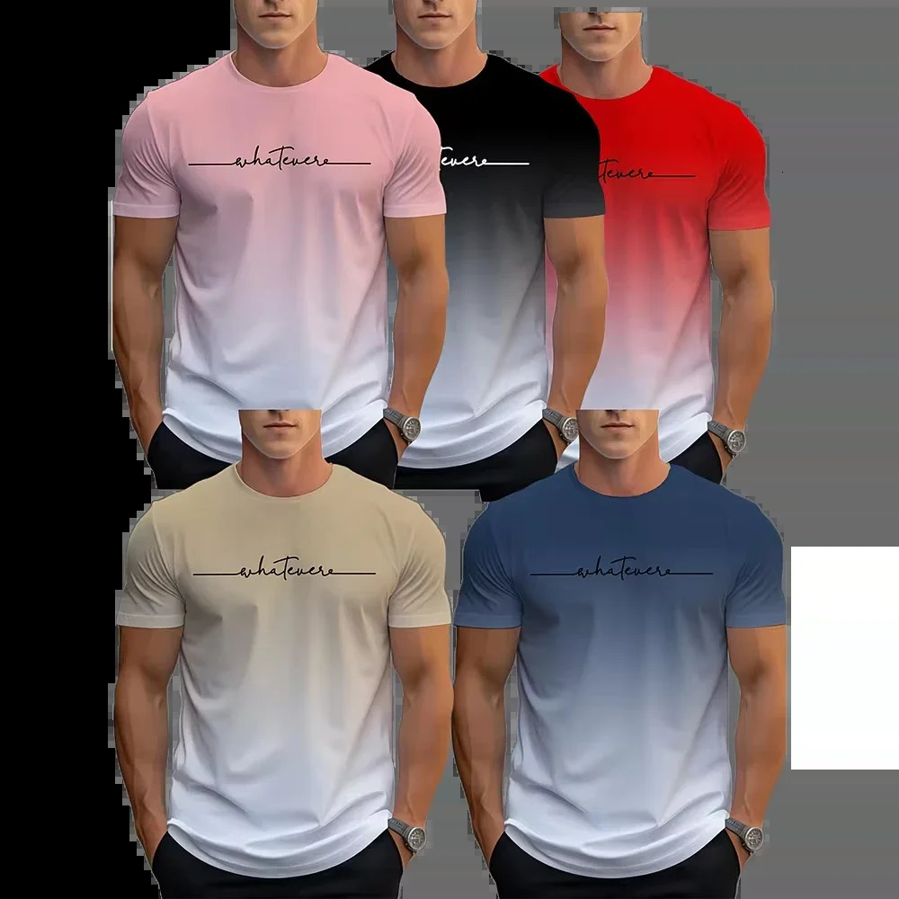 5 colors of mens Tshirts cool gradient 3D printed quick drying short sleeved fitness Tshirt outdoor oversized sports top 250312