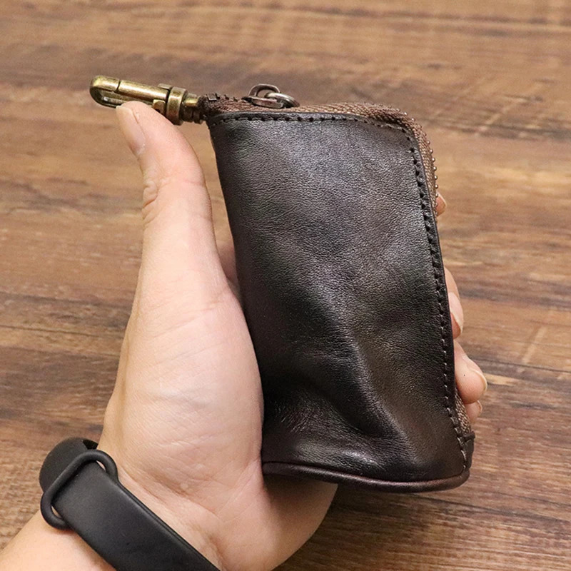 Luxurious Genuine Leather Key Bag Coin Purse Zipper Clutch Wallets Fashion Women Men Housekeeper Card Key Holder Organizer Pouch 250311