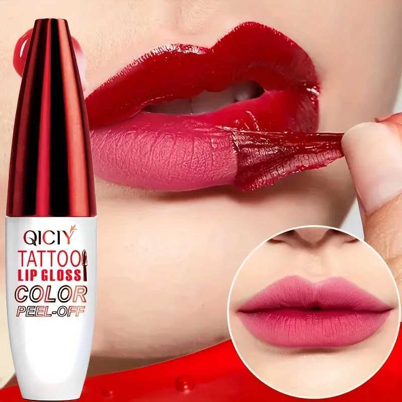 QICY Tattoo Lip Gloss Peel-Off Long-Lasting Moisturizing Liquid Lipstick with Waterproof Non-stick Cup Glossy Finish Nourishing W250312