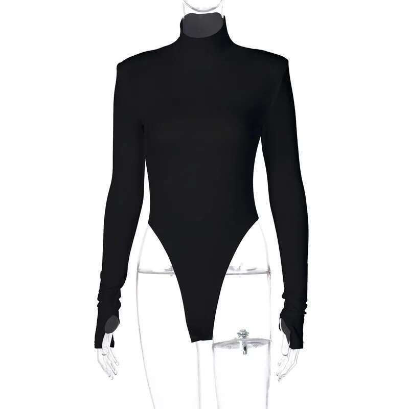 Women's Turtle Neck Bodysuit Sexy Backless Long Sleeve Basic Body Suit Y2k Going Out Night Club Party Skinny Leotard Tops
