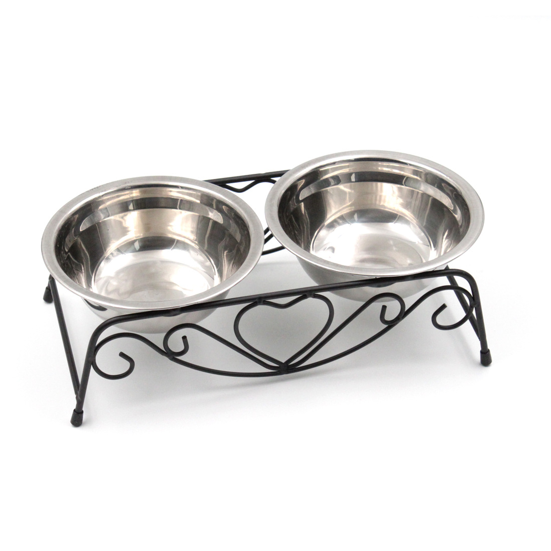 Elevated Pet Dining Station - Dual Compartment Stainless Steel Bowls for Dogs and Cats