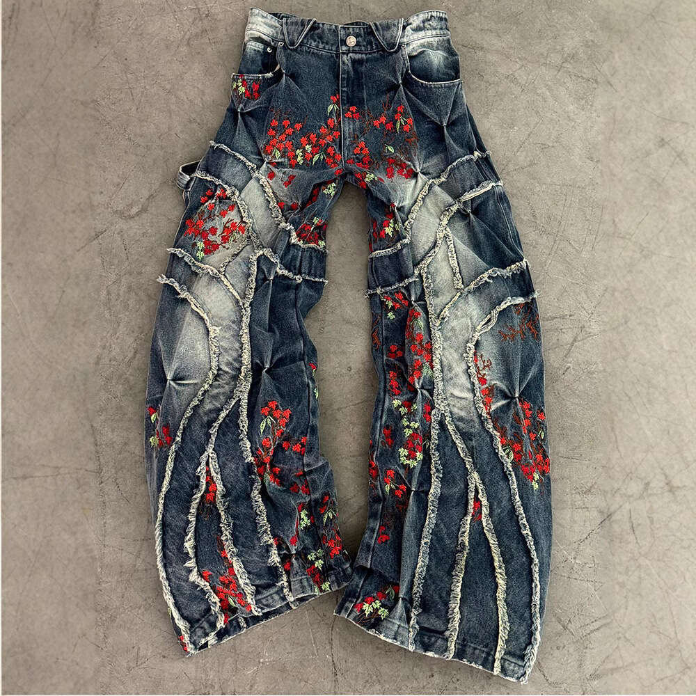 Y2k Wide Leg Street Embroidered, Brushed, Washed, Floor Mopping INS Style Jeans