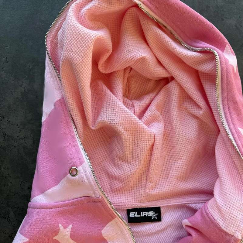 Y2K American Zipper Hoodie Stripe Star Banner Pattern Sweatshirt Men Women New Trendy Casual Streetwear Unisex Oversize Clothing