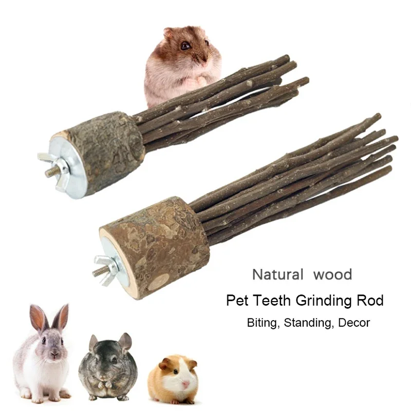 Pet Hamster Toy Natural Apple Tree Branch Teeth Grinding Playing Standing Cage Toy Rabbit Chinchilla Small Animal Supplies New