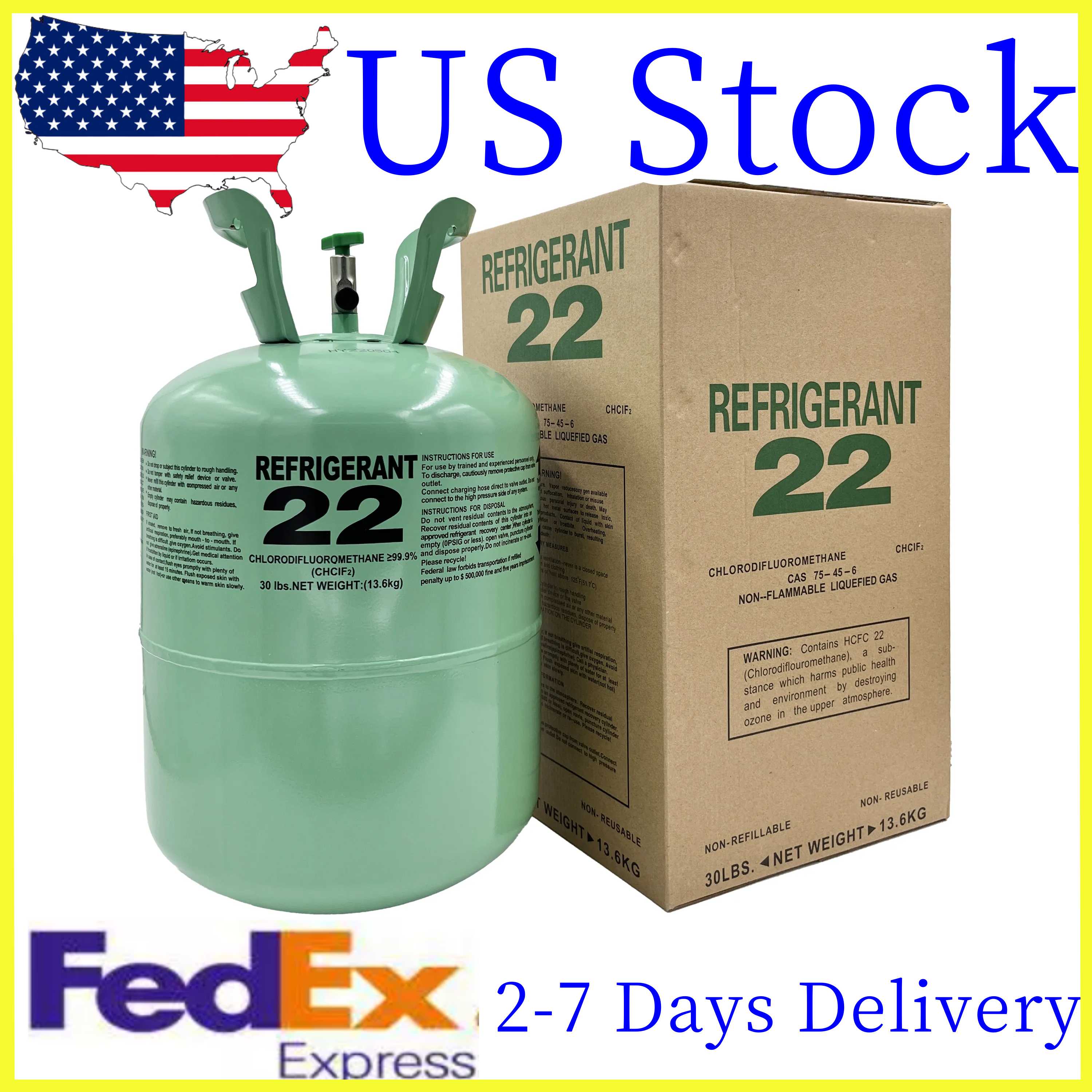 (US Stock) R-22 Freon Steel Cylinder Packaging Tank Refrigerant For Air Conditioners Freezers