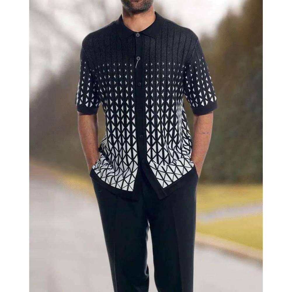 Spring summer casual beach style trendy brand European American 3D printed loose short sleeved shirt long pants set, men's new style, chic and el