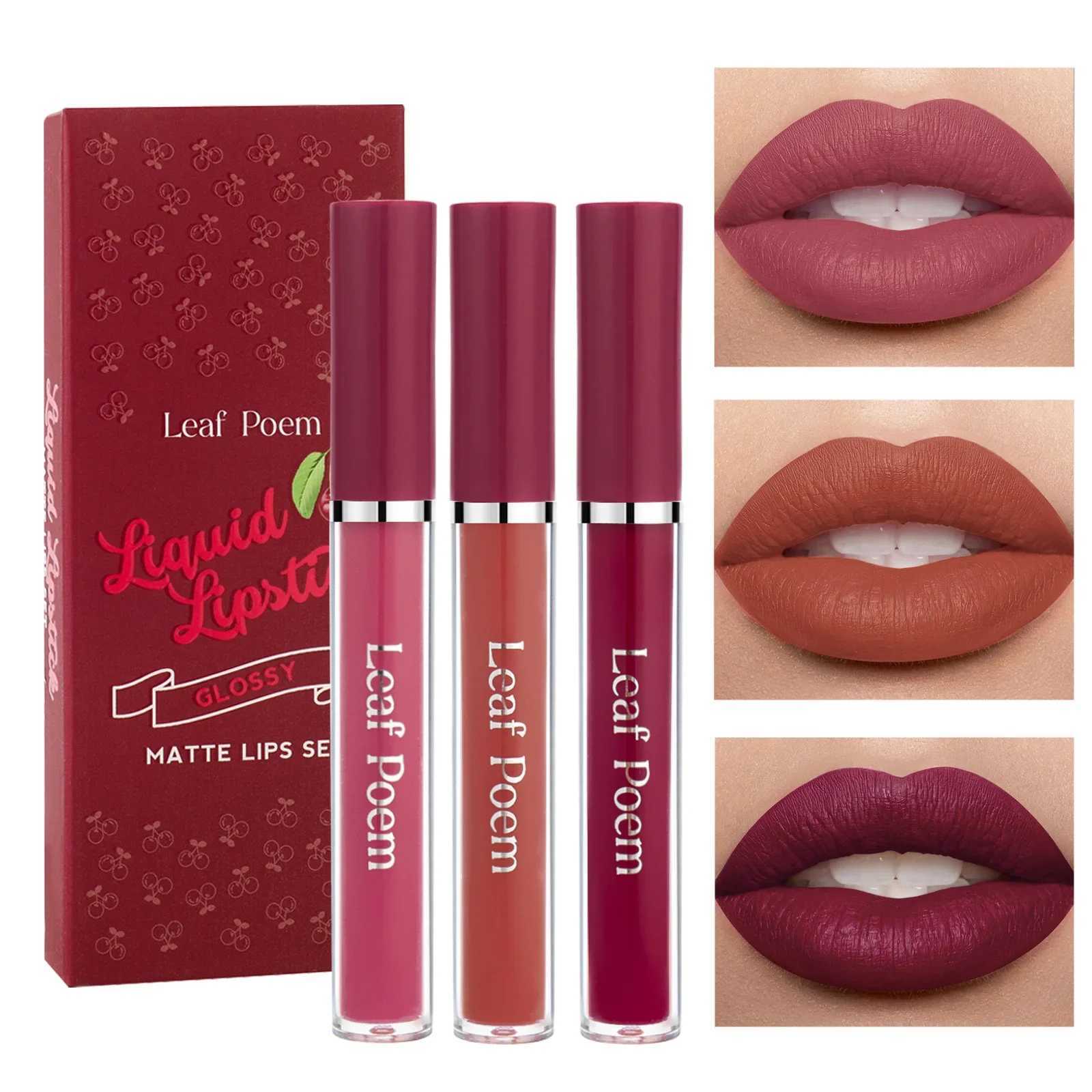 Waterproof and durable velvet matte lip color set strawberry moisturizing lipstick set beauty cosmetics rose lip color W250312