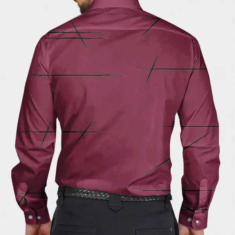 2025 new solid color mens formal professional shirt button top long sleeved striped lapel casual and comfortable spring W250312